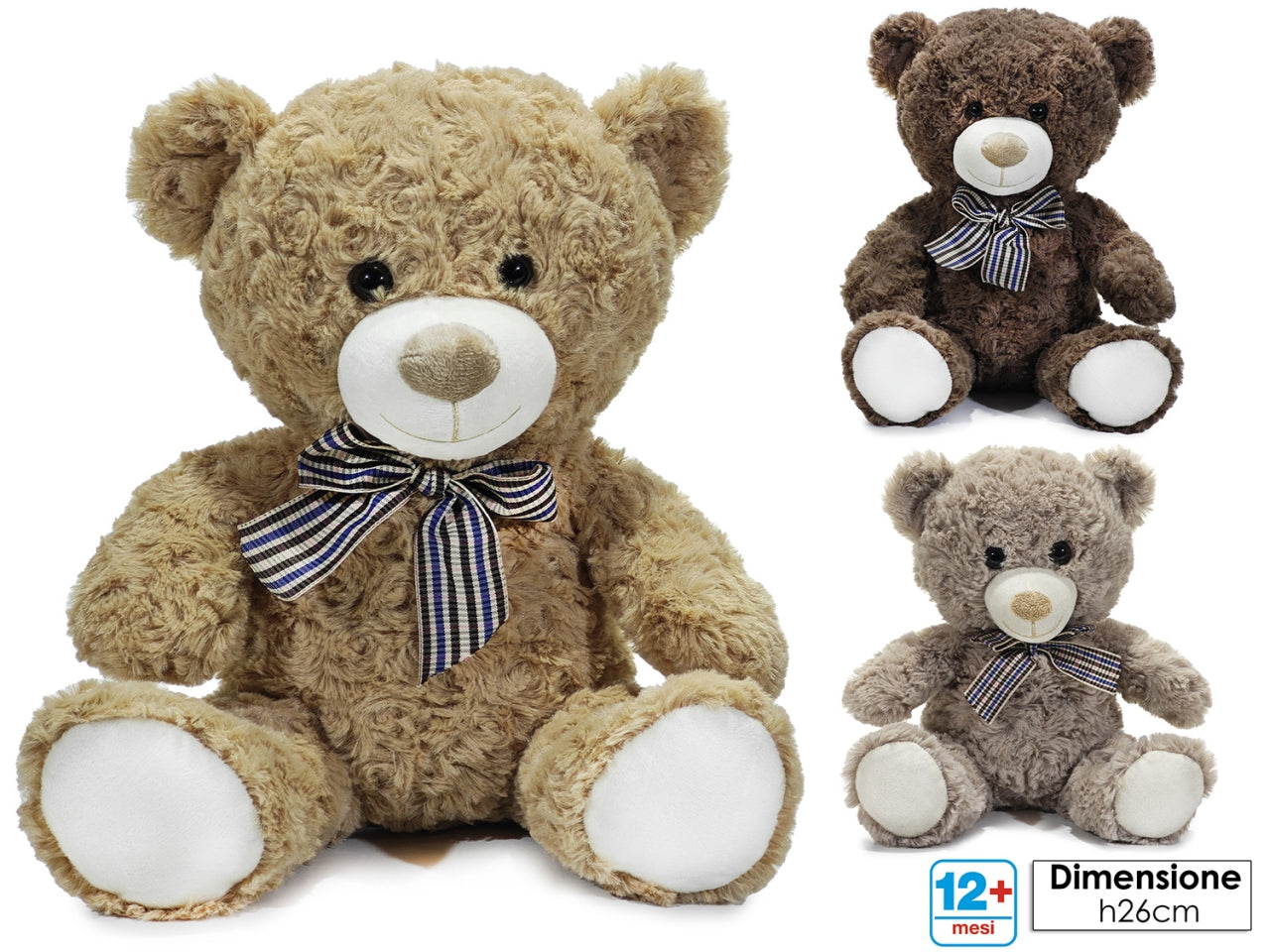 Peluche morbidosi orso h26cm 3assortiti