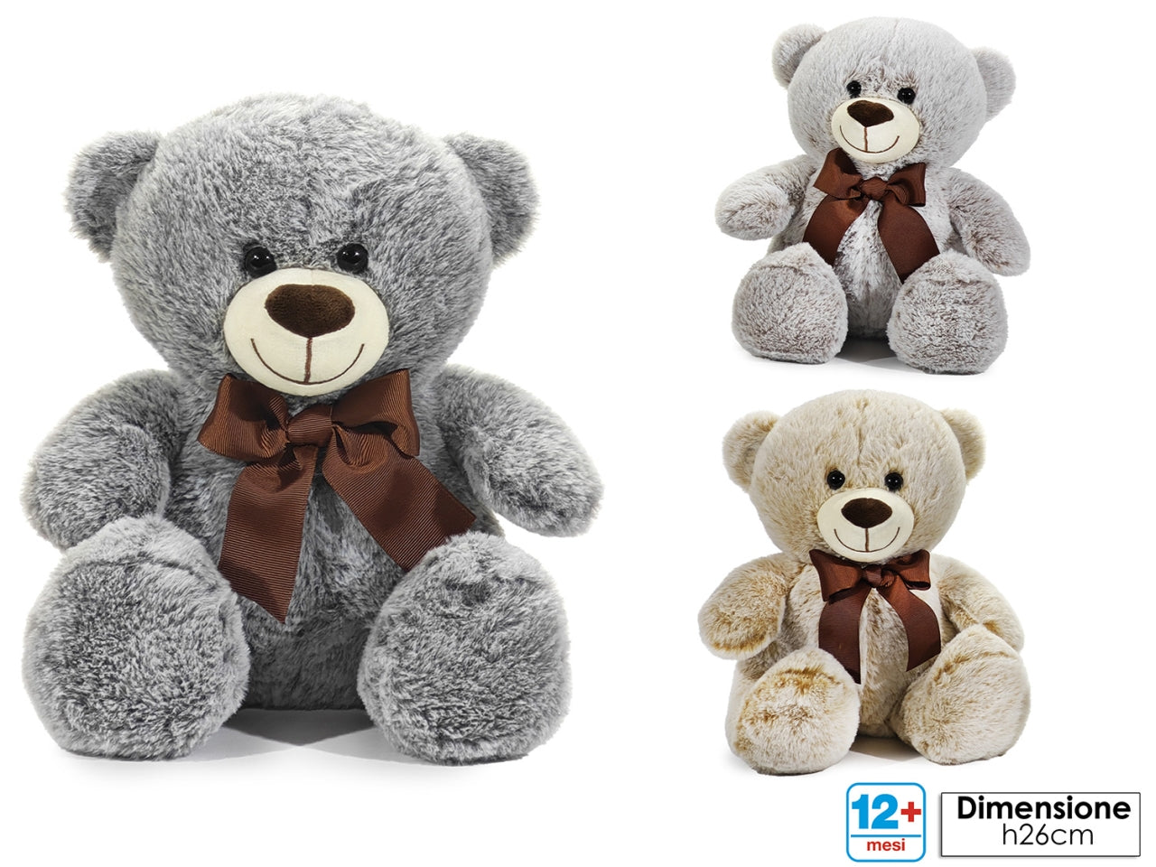 Peluche morbidosi orso h26cm 3assortiti