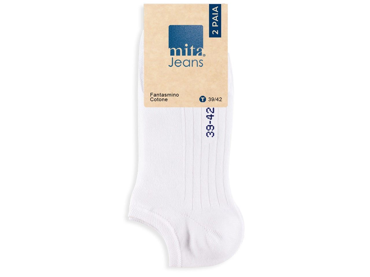 Calza fantasmino da uomo maglia jersey e traforo in cotone set da 2 paia bianco tg 39/42