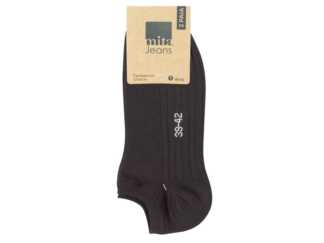 Calza fantasmino da uomo maglia jersey e traforo in cotone set da 2 paia nero tg 43/46