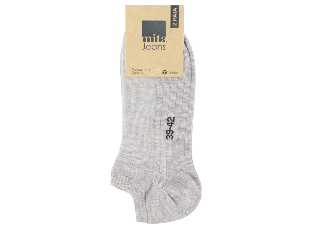 Calza fantasmino da uomo maglia jersey e traforo in cotone set da 2 paia grigio chiaro tg 39/42