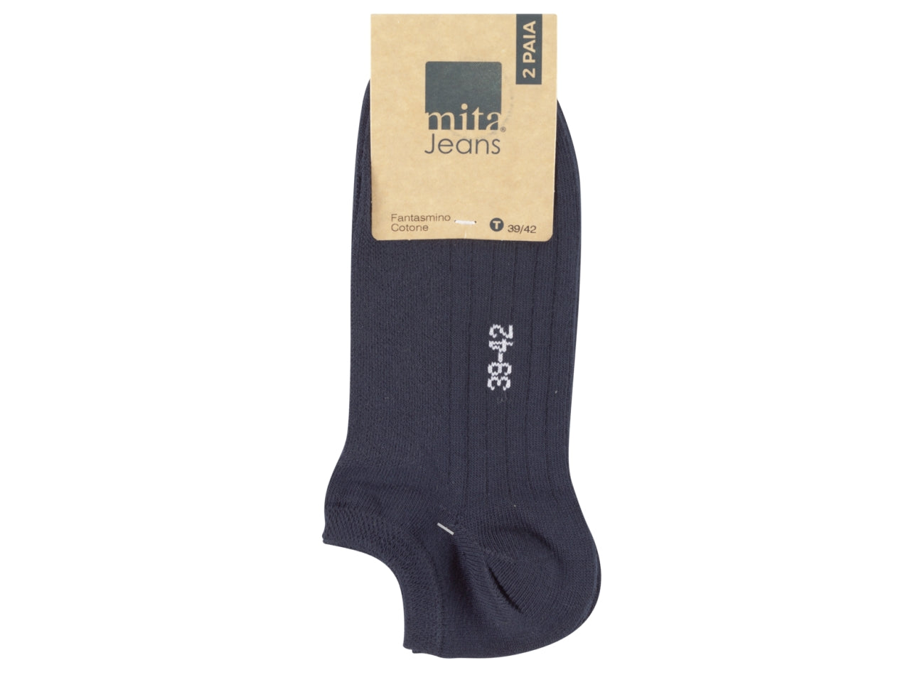 Calza fantasmino da uomo maglia jersey e traforo in cotone set da 2 paia blu notte tg 43/46