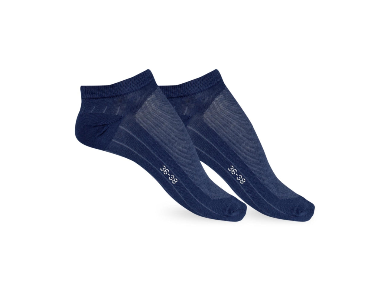 Calza fantasmino da donna maglia jersey e traforo in cotoneset da 2 paia blu marine tg 39/41