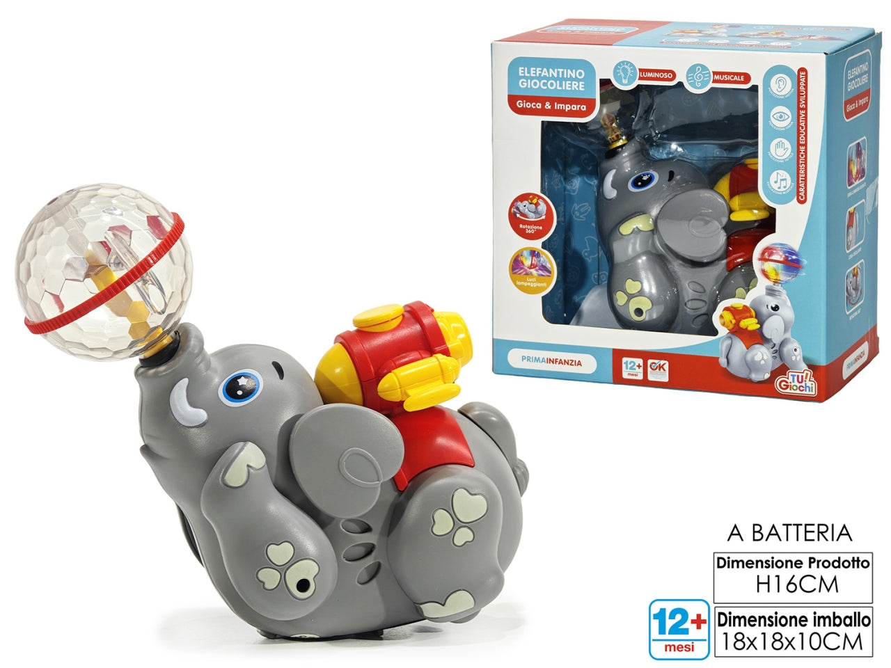 Gioco elefante circo luci suoni movimento
