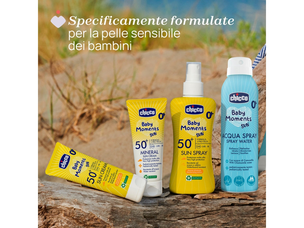 Chicco crema solare Baby Moments sun spf 50+ tubo da 75ml