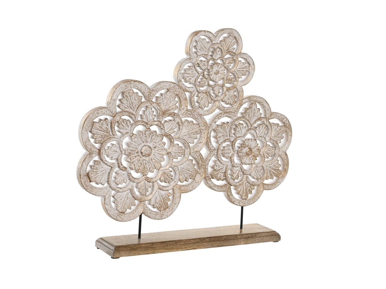 Decorazione mango mdf 50x9x45cm dorato bianco