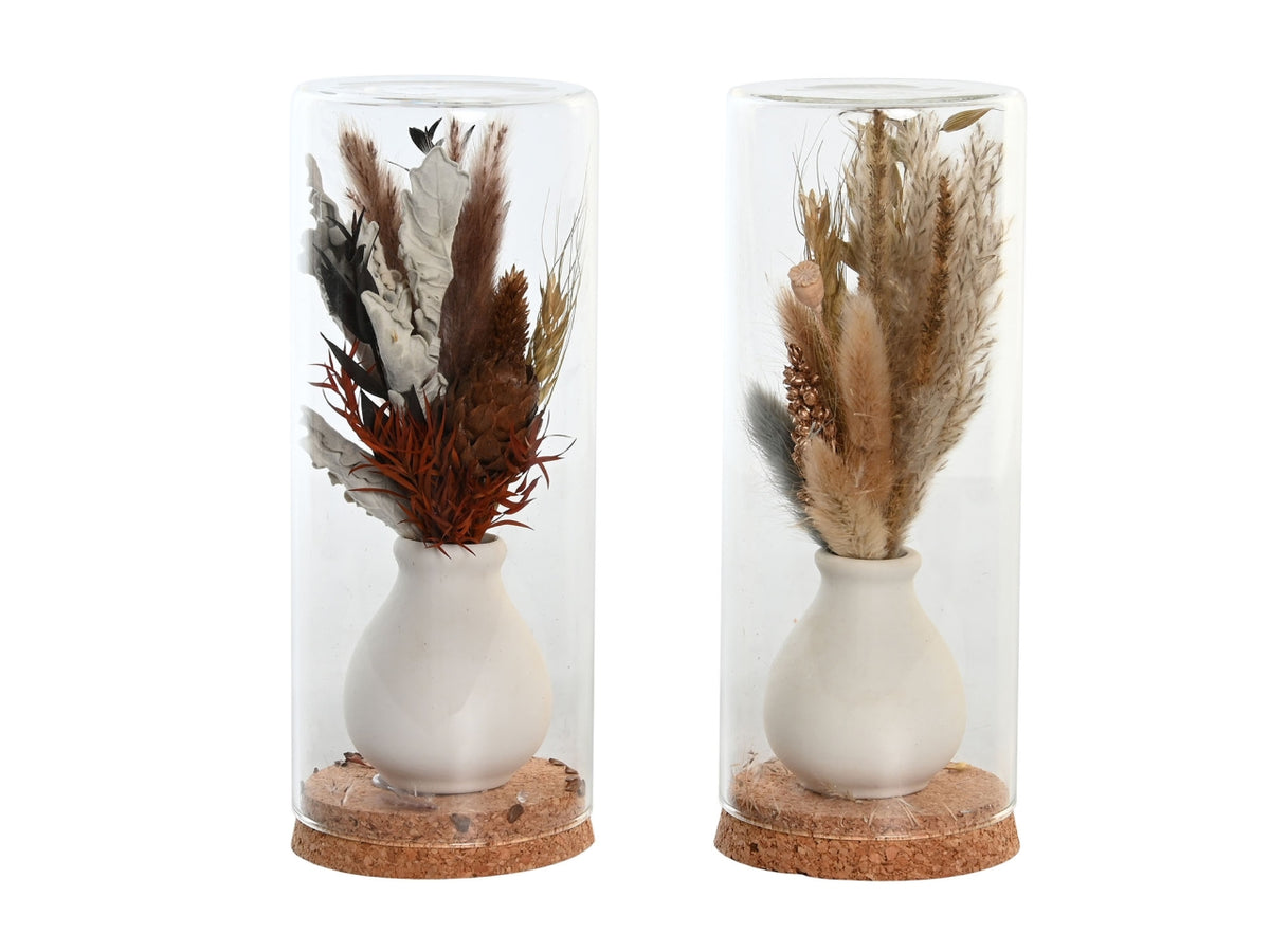 Decorazione fiore secco 8,5x8,5x20cm in 2 assortimenti