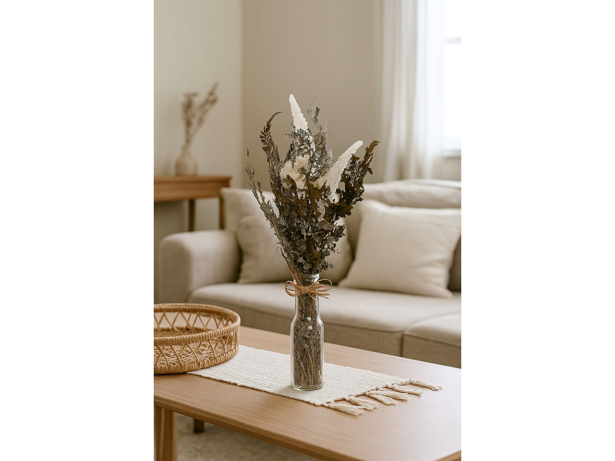 Pianta fiore secco cristallo 11x11x40cm in 3 assortimenti