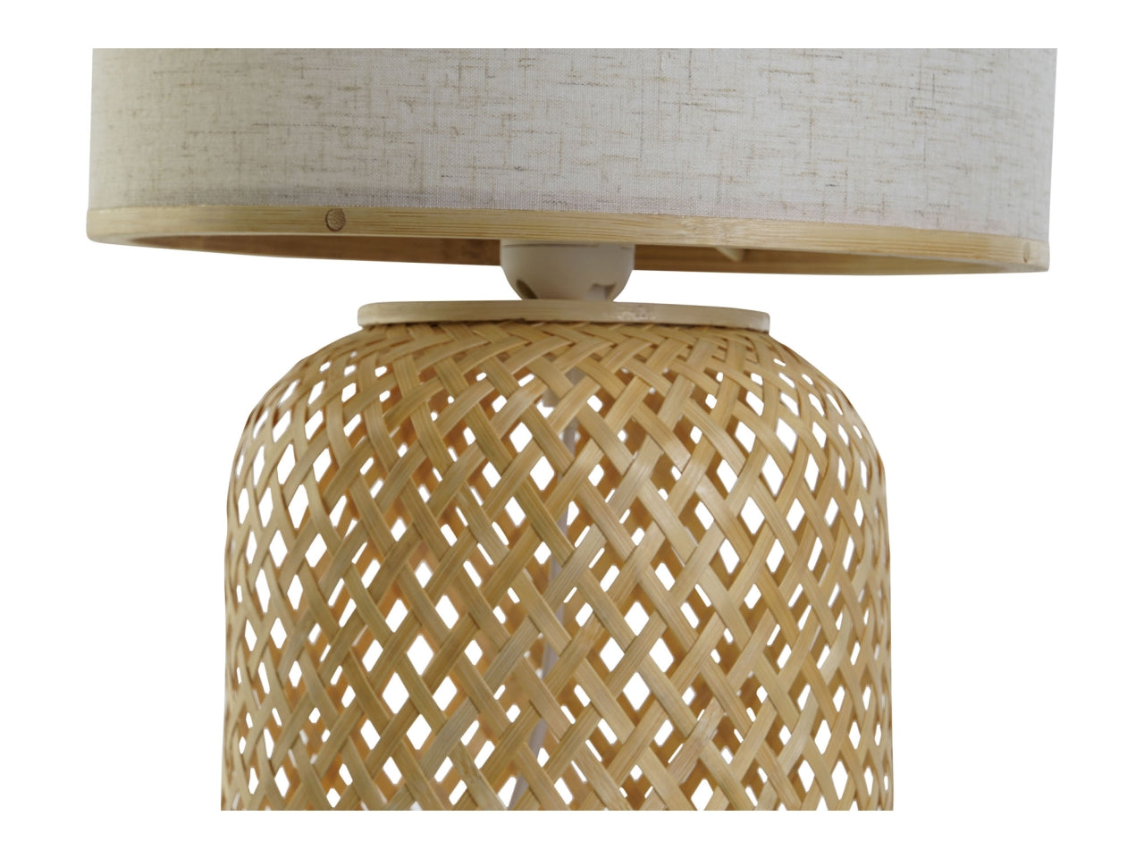 Lampada da tavolo bamboo poliestere 26x26x39cm bianco