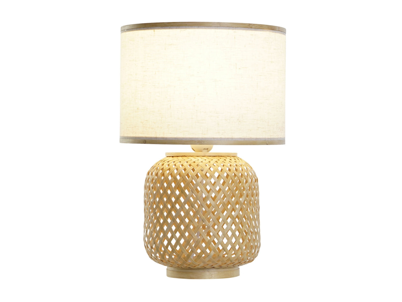 Lampada da tavolo bamboo poliestere 26x26x39cm bianco