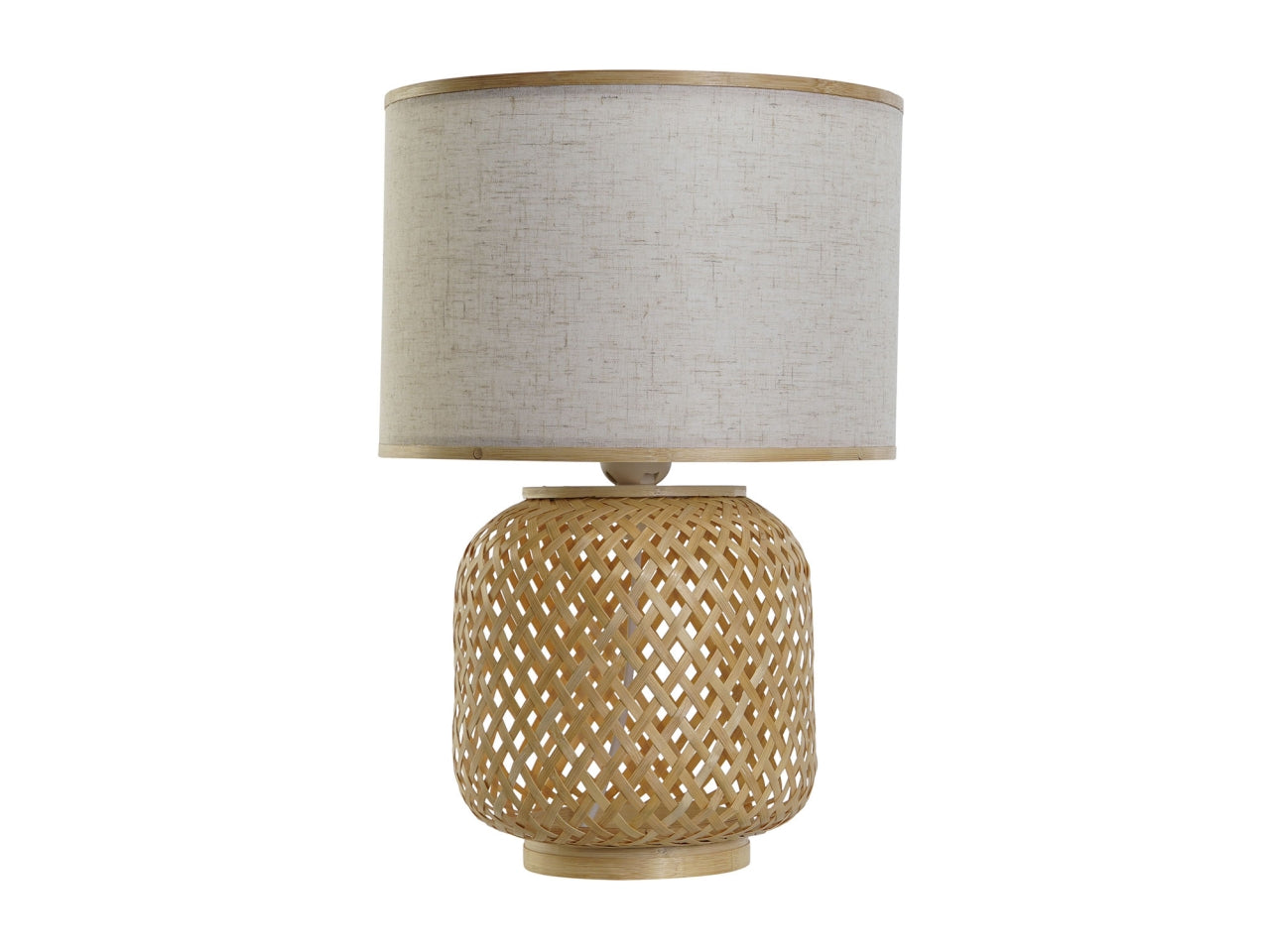 Lampada da tavolo bamboo poliestere 26x26x39cm bianco