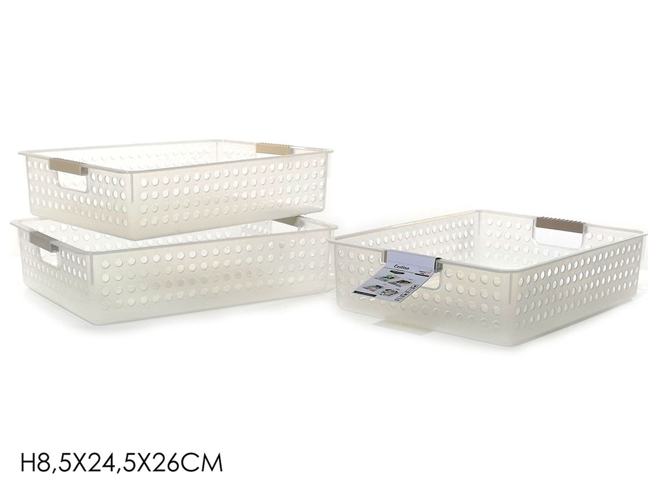 Cestino in plastica 26x34,5xH.8,5cm disponibile in 3 assortimenti