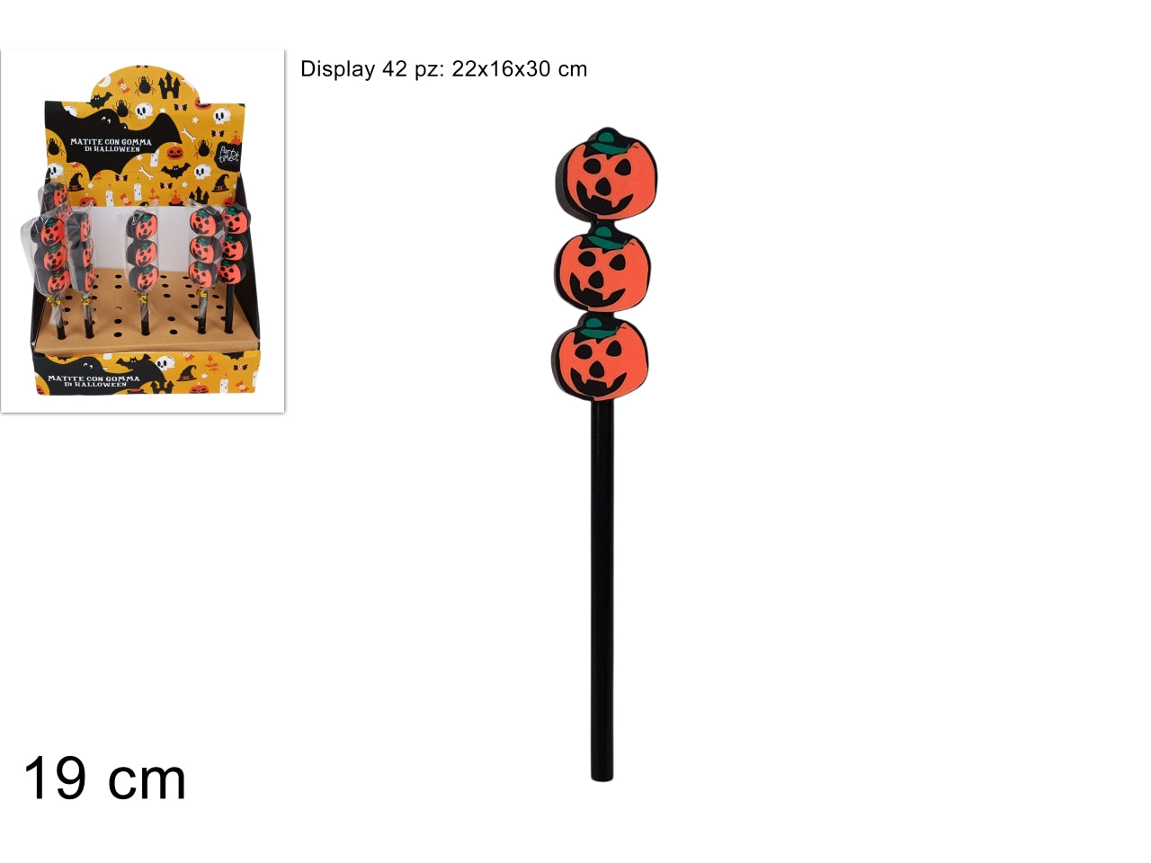 Matita Halloween 19cm con 3 zucche