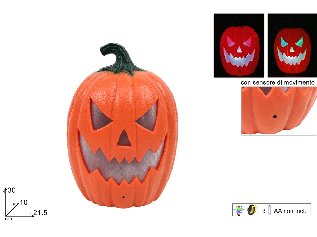 Zucca 30cm con luce, suono e sensore di movimento