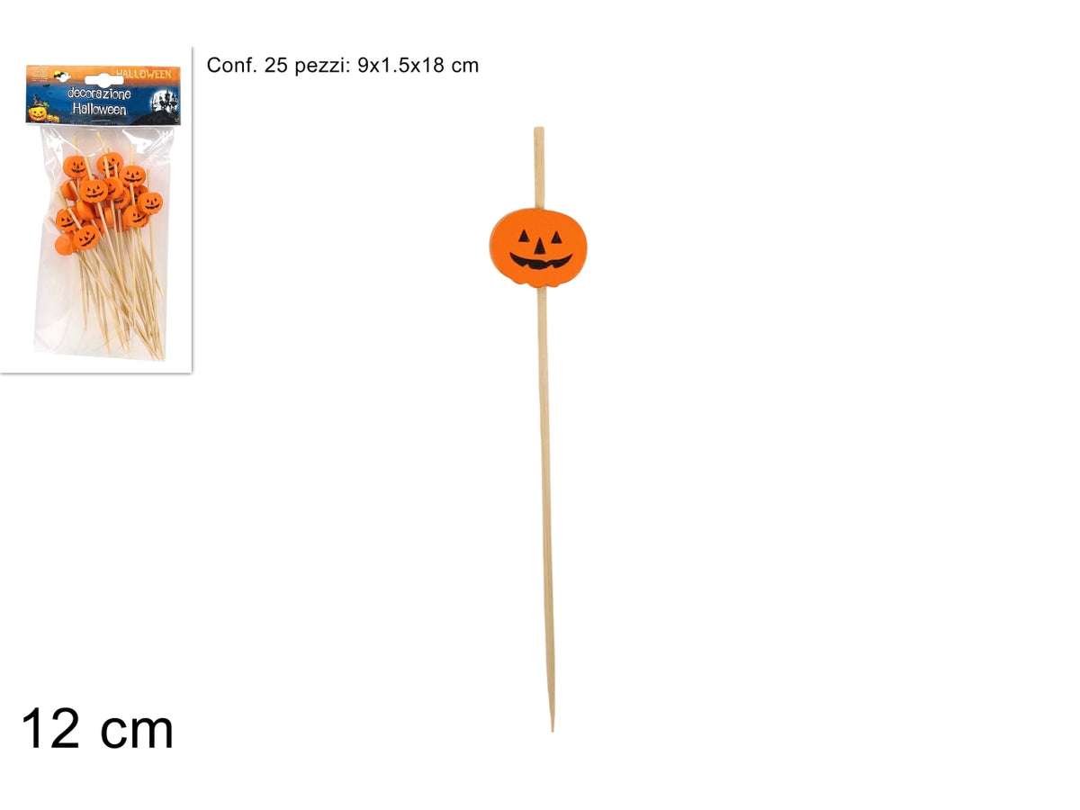 Stecchini 12cm per aperitivo con zucca in confezione da 25 stecchini