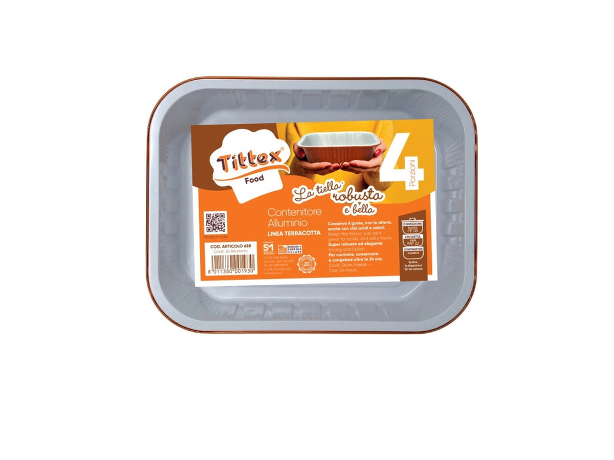 Contenitore di alluminio la tiella terracotta 4 porzioni 3 pezzi