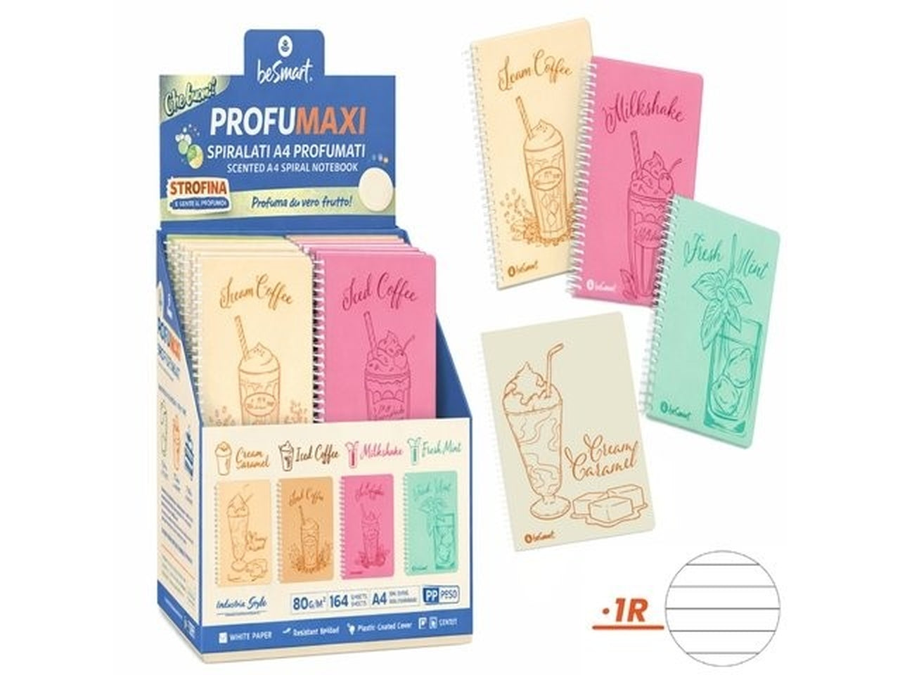 Maxi spiralato Sweet sense profumato 80gr 80fogli con copertina in plastica rigatura 1R