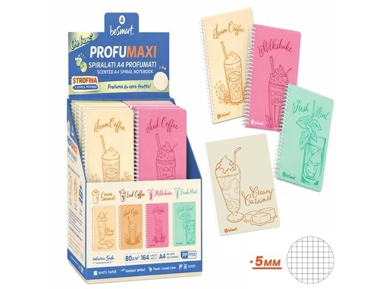 Maxi spiralato Sweet sense profumato 80gr 80fogli con copertina in plastica rigatura 5M