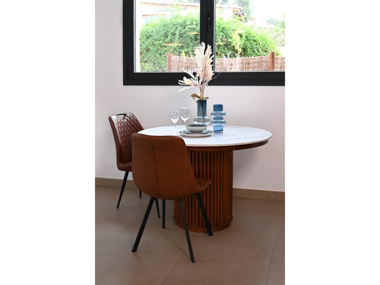 Sedia in metallo pu 48x52x85cm marrone