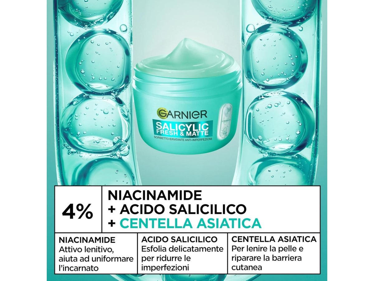 Garnier crema viso Salicylic Fresh&Matte sorbetto idratante anti-imperfezioni 85ml