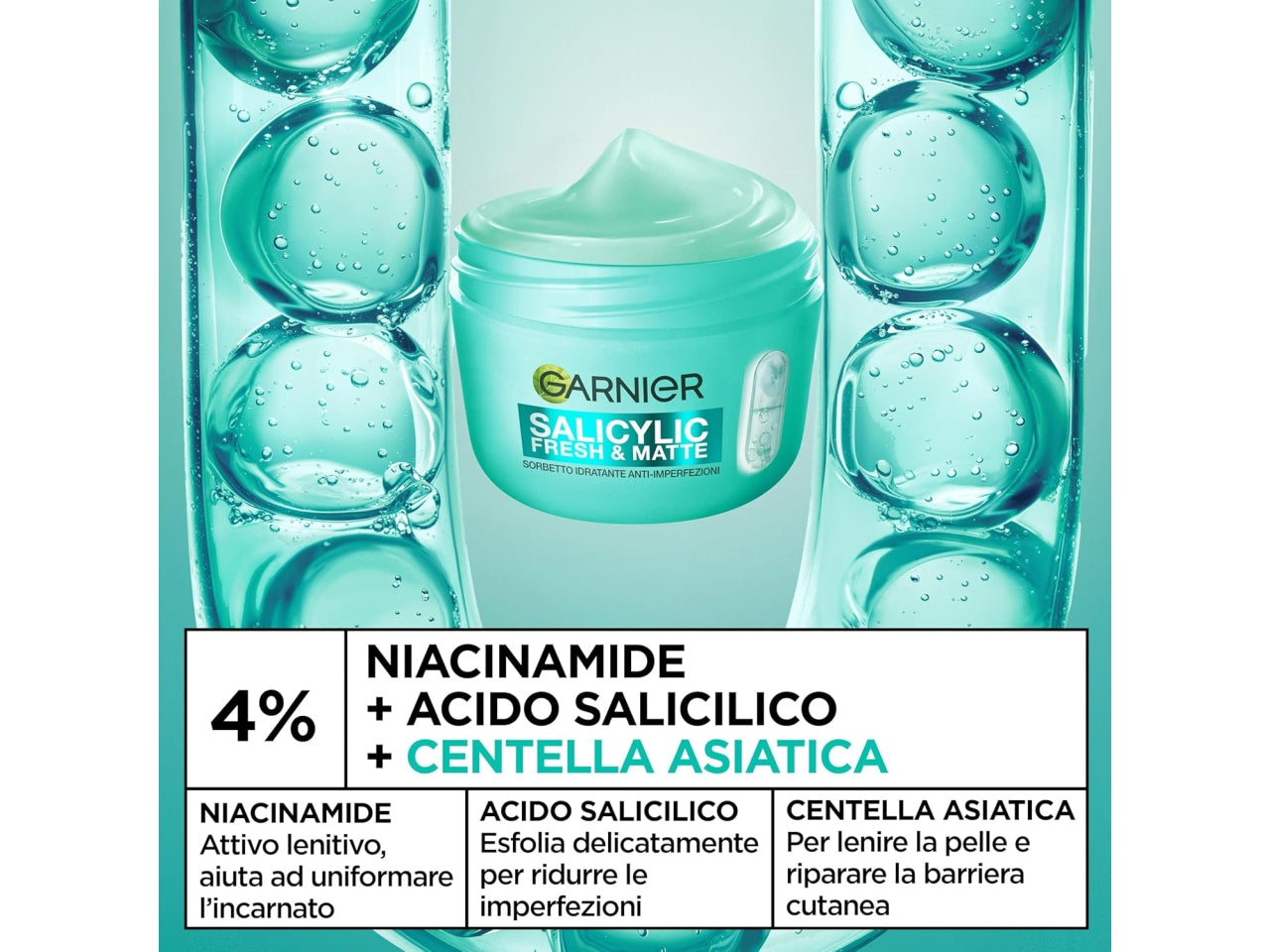 Garnier crema viso Salicylic Fresh&Matte sorbetto idratante anti-imperfezioni 85ml