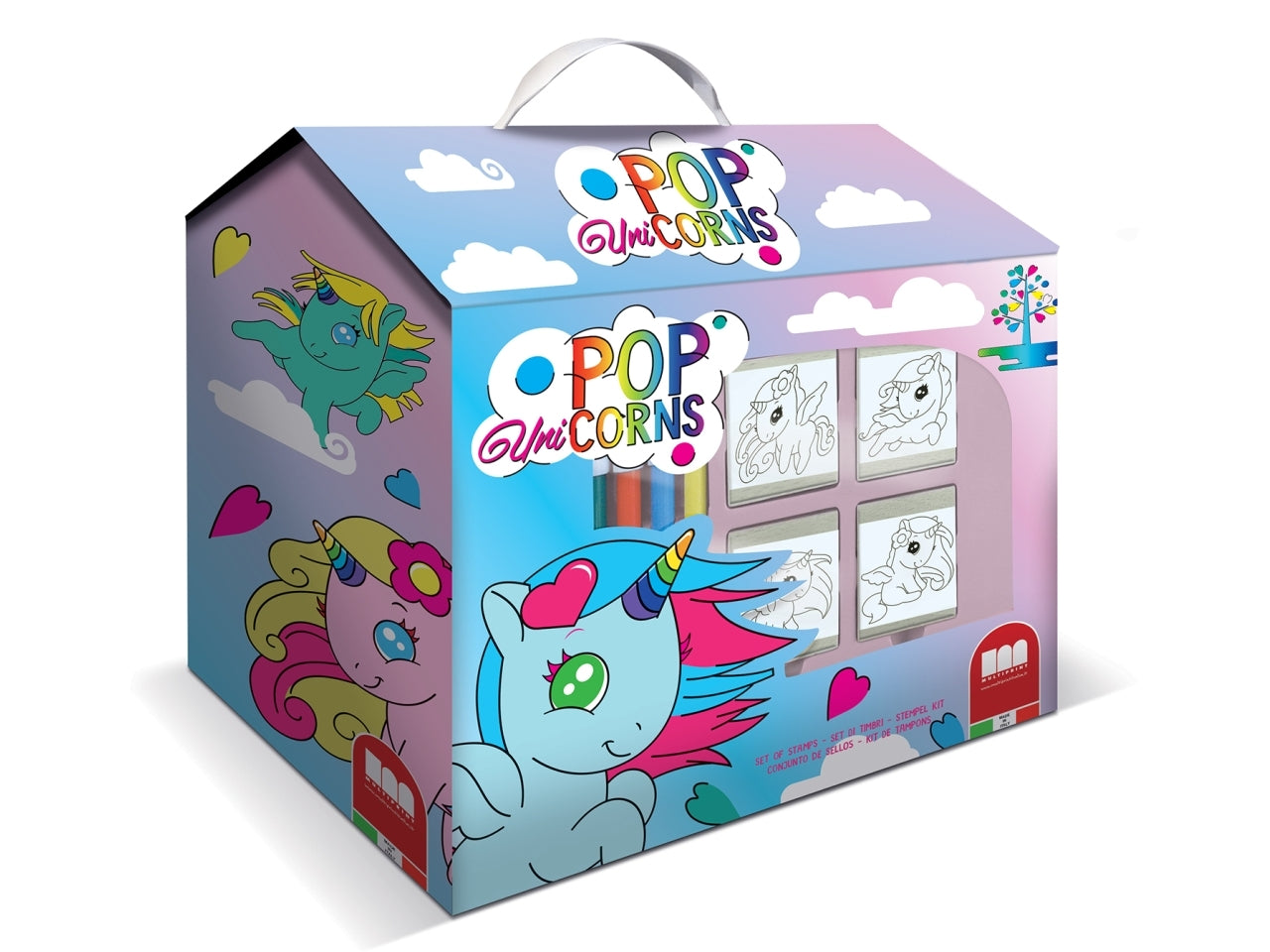 Unicorns casetta con timbrini e colori