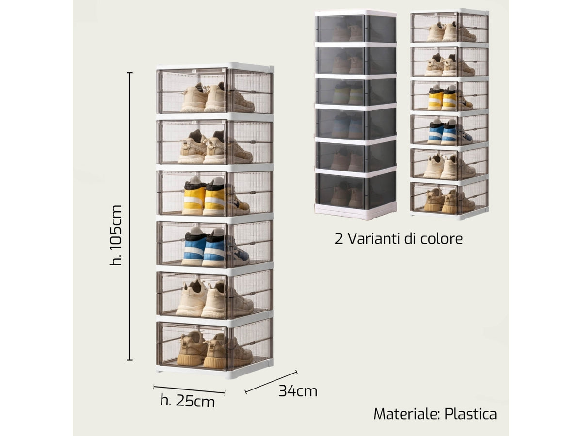 Scarpiera in plastica a 6 livelli 26x35xh.105cm
