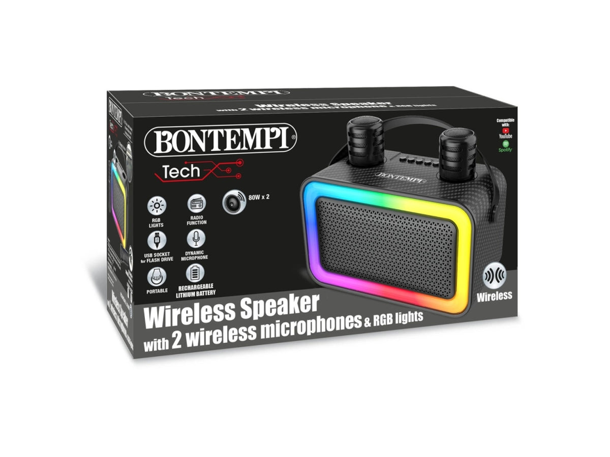 Cassa wireless con 2 microfoni wireless