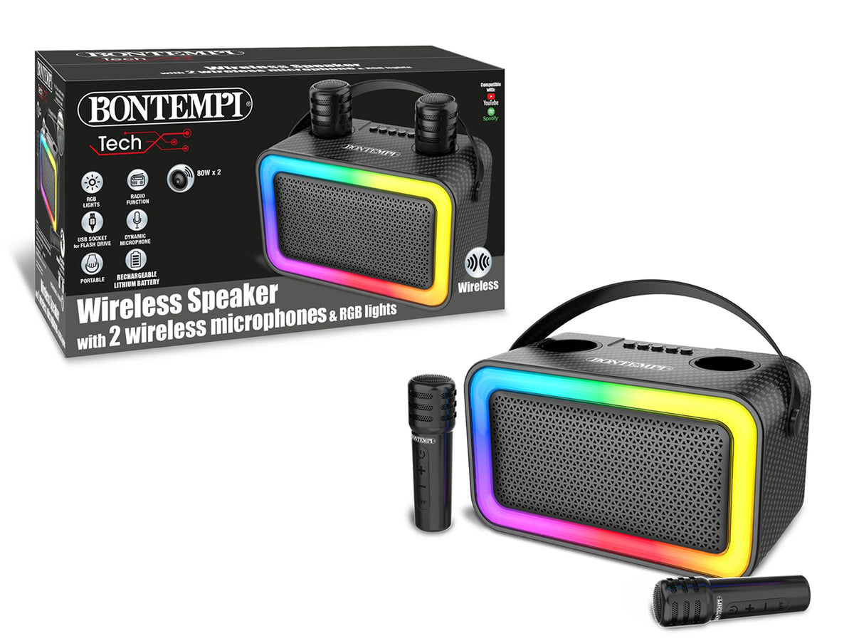 Cassa wireless con 2 microfoni wireless
