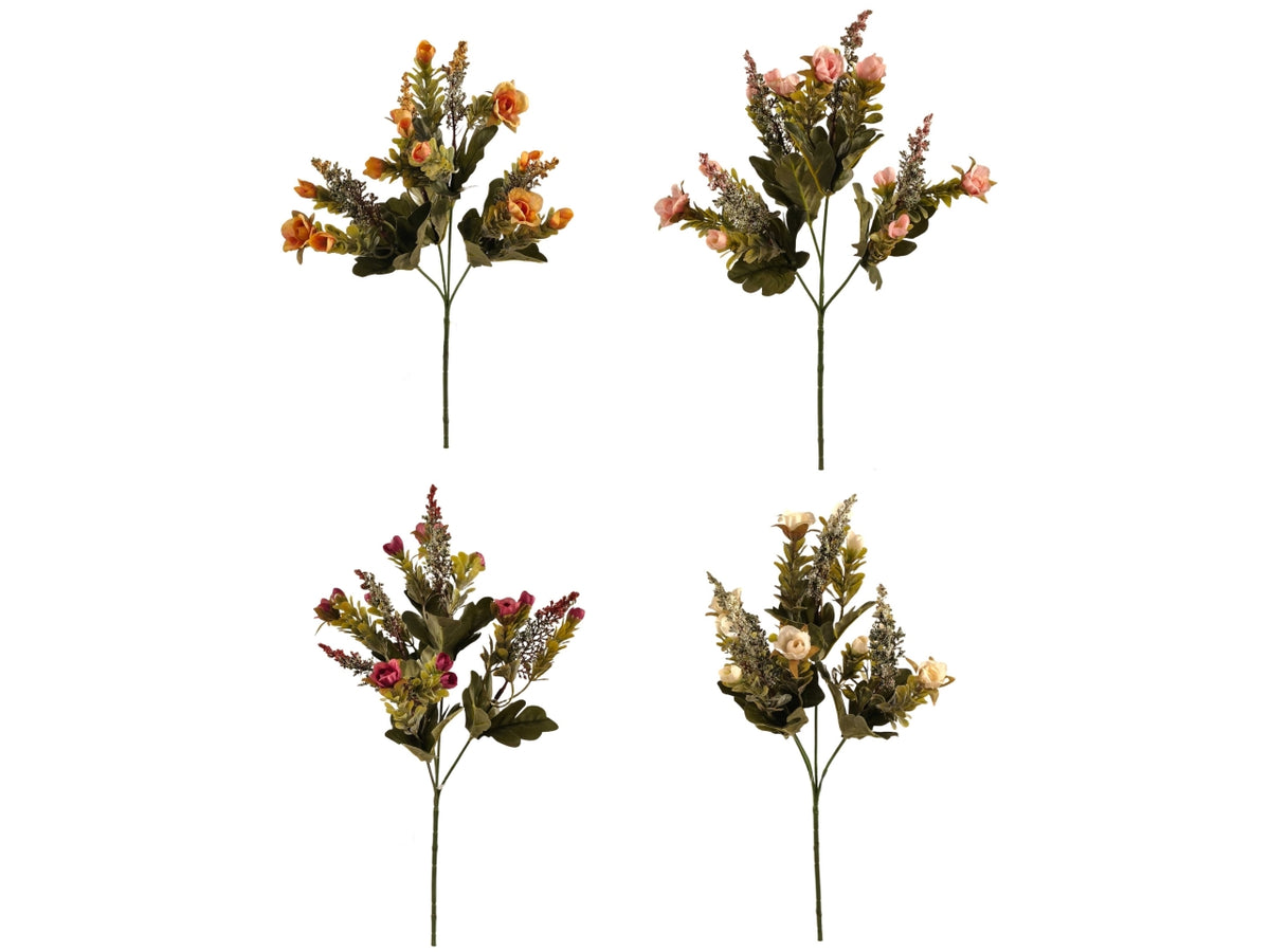 Ramo mini Rosa/Pteris Multifida in colori assortiti