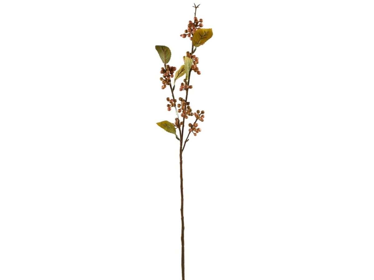Bacche selvatiche ramo 64cm con 3 rametti e 5 foglie malva