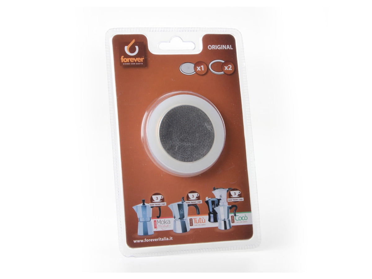 Piastrina filtro alluminio+2 guarnizioni silicone 3 tazze forever