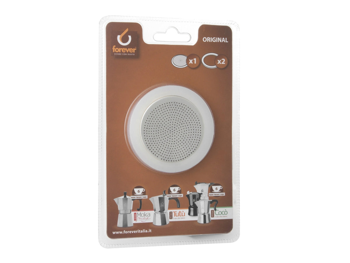 Piastrina filtro alluminio+2 guarnizioni silicone 6 tazze forever