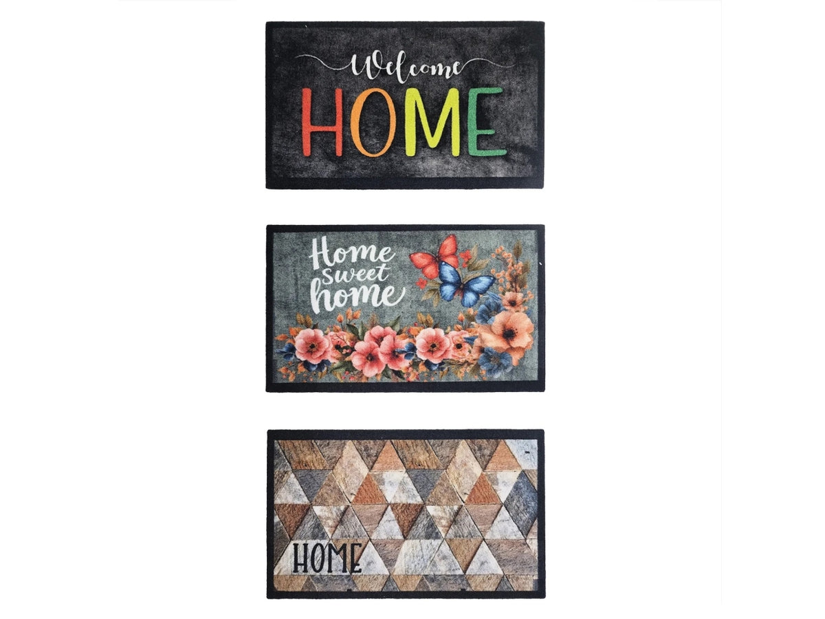 Tappeto decorato in nylon e gomma 45x75cm, 3 fantasie assortite