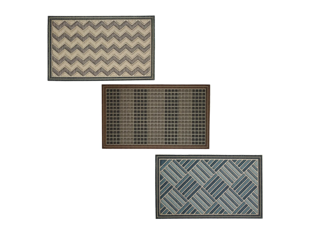 Tappeto 45x75cm in poliestere e con retro in gomma, 3 colori assortiti