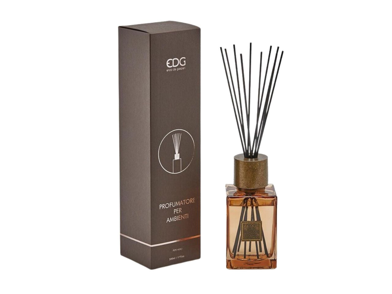 Profumatore in bottiglia quadrato 500ml+bastoncini