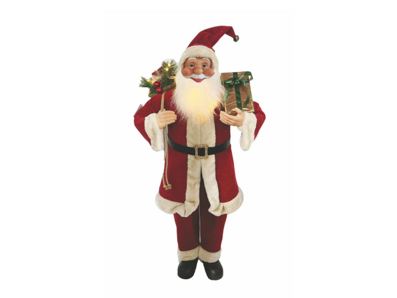 Babbo Natale maxi 110cm con musica e barba luminosa