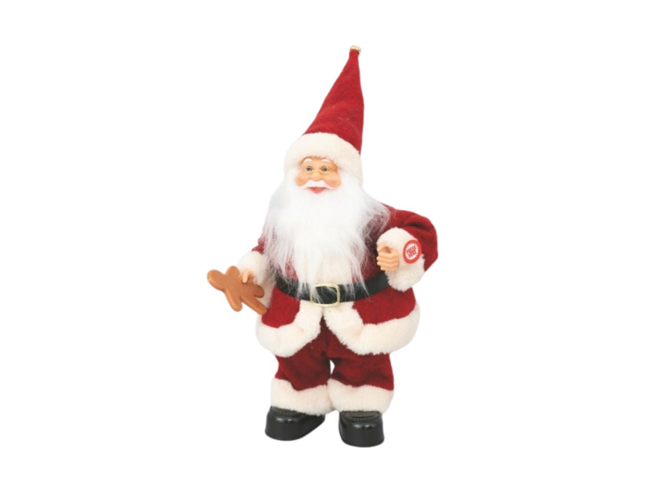 Babbo Natale 30cm con omino pan di zenzero, movimento e musica a batteria