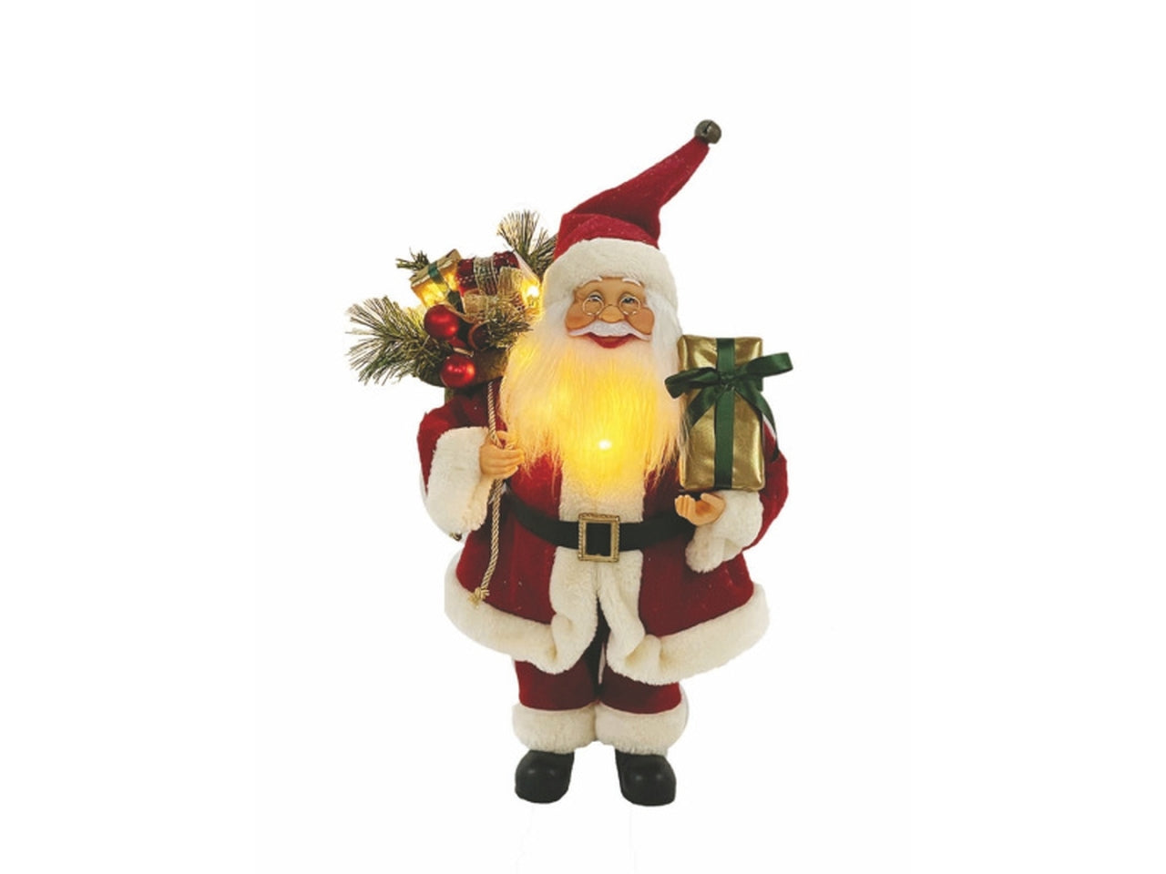 Babbo Natale 40cm con musica e barba luminosa