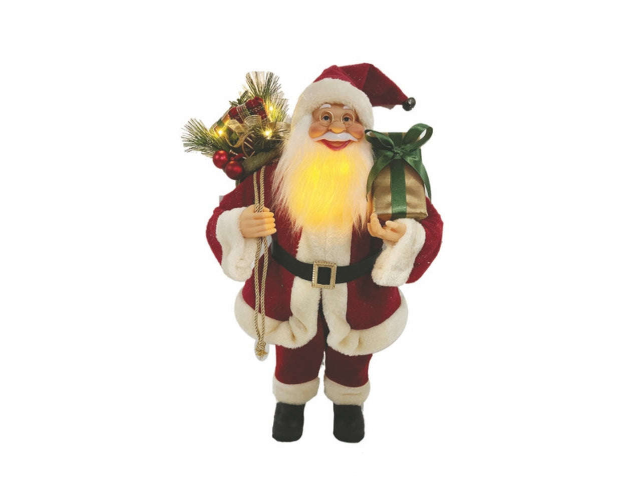 Babbo Natale 60cm con musica e barba luminosa