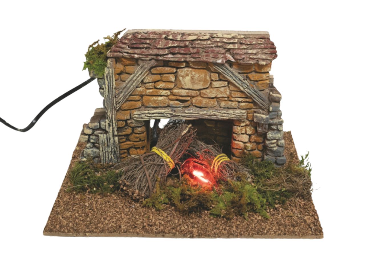 Camino per presepe con fuoco elettrico 17x23x15cm