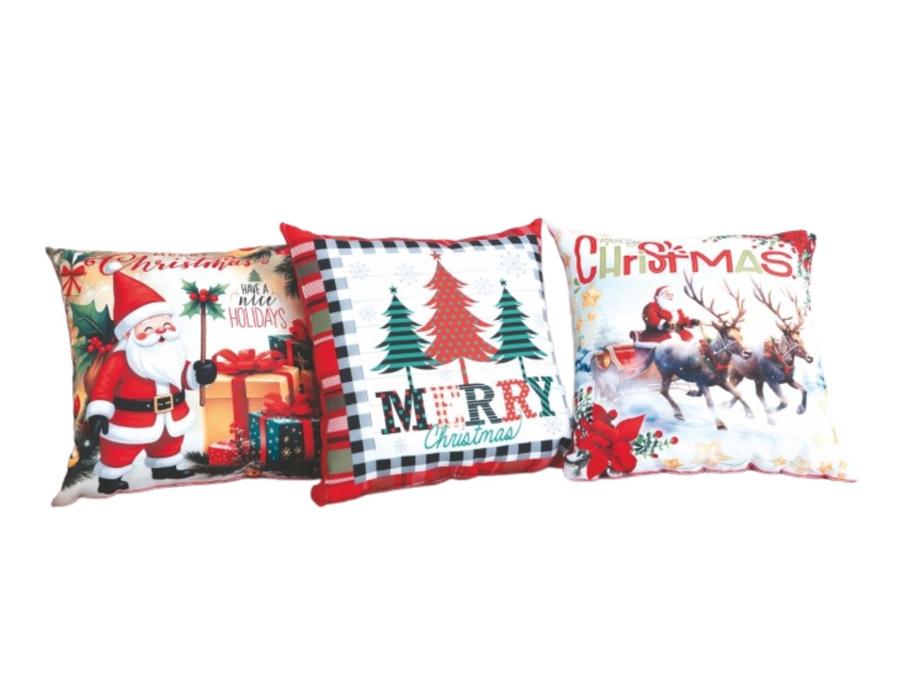 Cuscino natalizio in poliestere 40cm con decori natalizi, 3 modelli assortiti