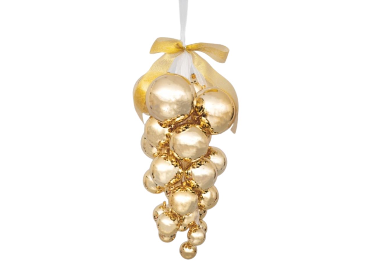 Grappolo di palle natalizie metallizzate oro 40cm 25 pezzi