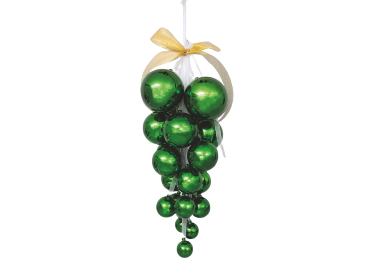 Grappolo di palle natalizie metallizzate verdi 40cm 25 pezzi