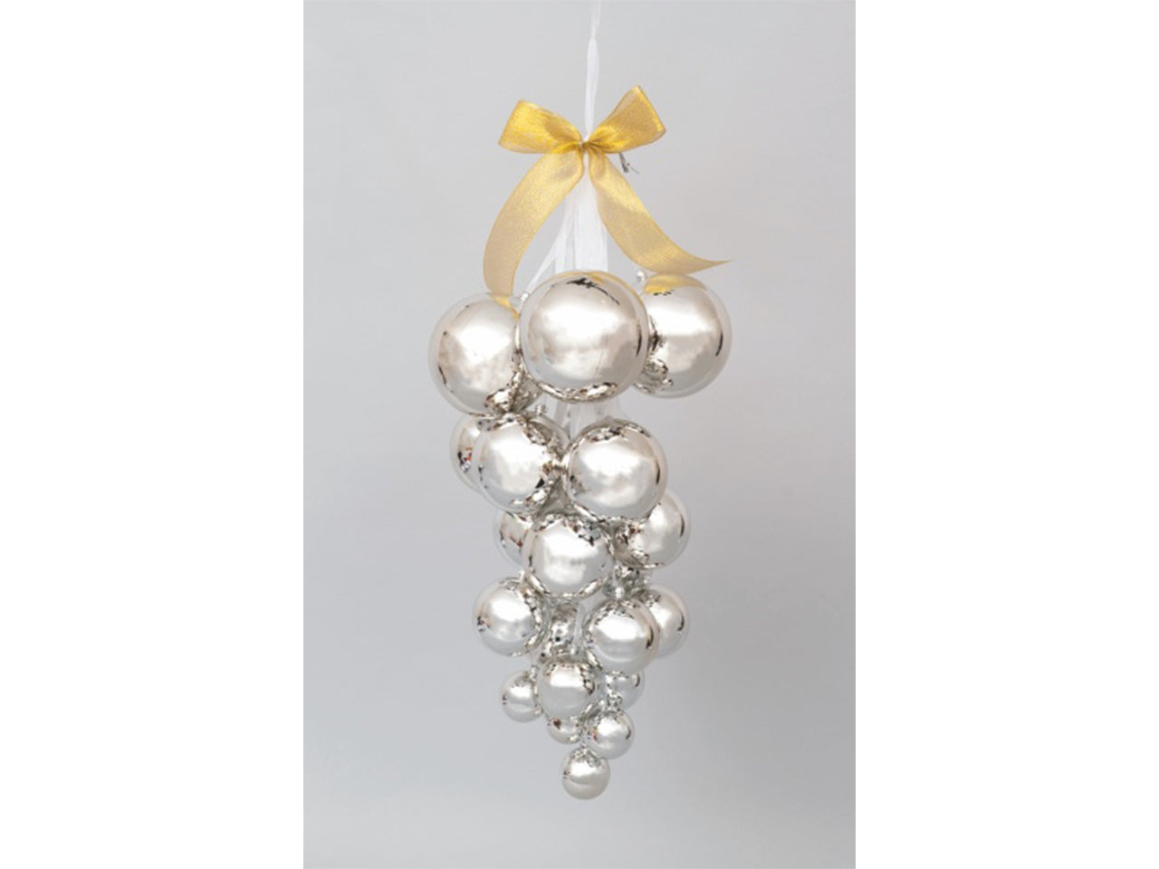 Grappolo di palle natalizie metallizzate argento 40cmh 25 pezzi
