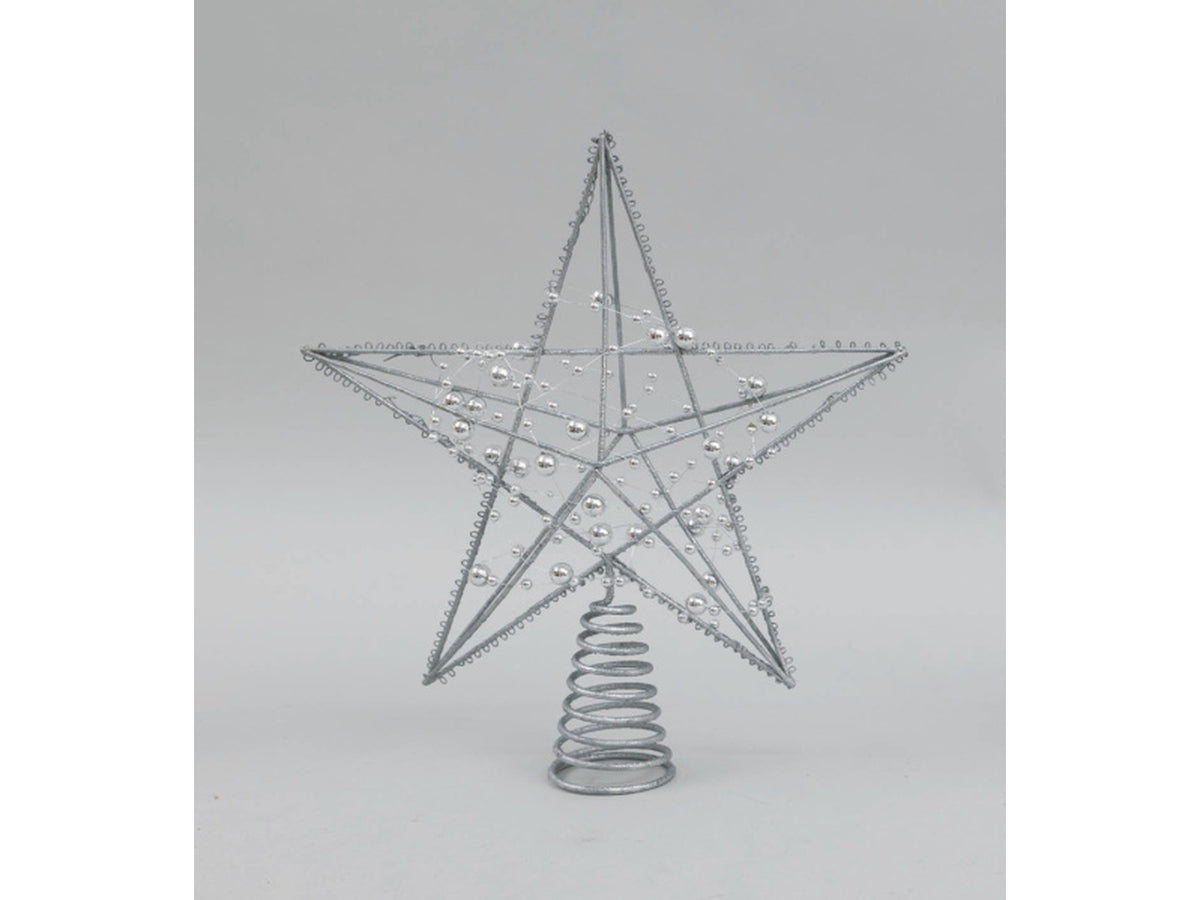 Puntale per albero a stella argento 23x28,5hcm