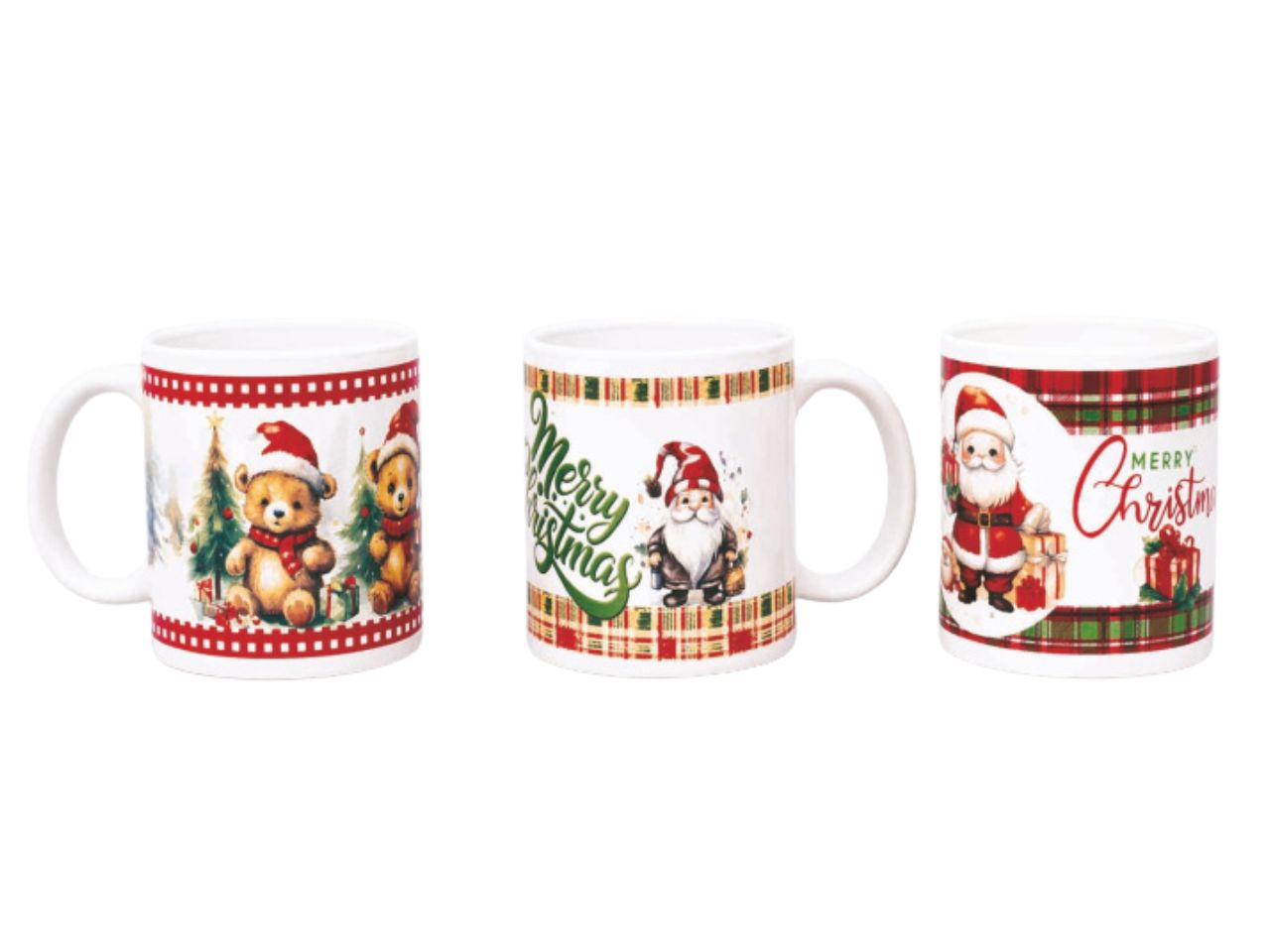 Tazza in ceramica natalizia decoro cornici e soggetti 8x9,5hcm 3 modelli assortiti