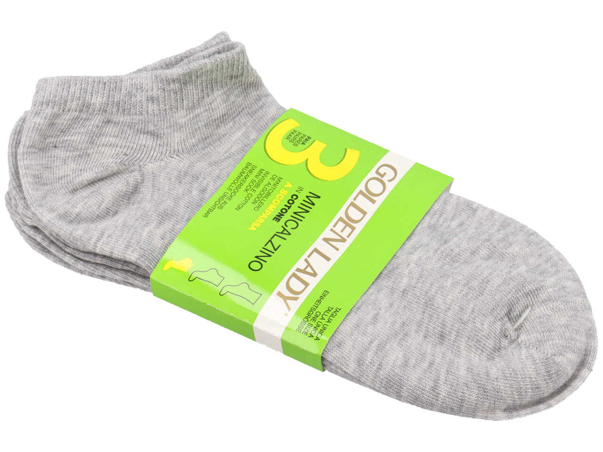 Calzino da donna set da 3 paia sporty a scomparsa taglia unica grigio melange chiaro