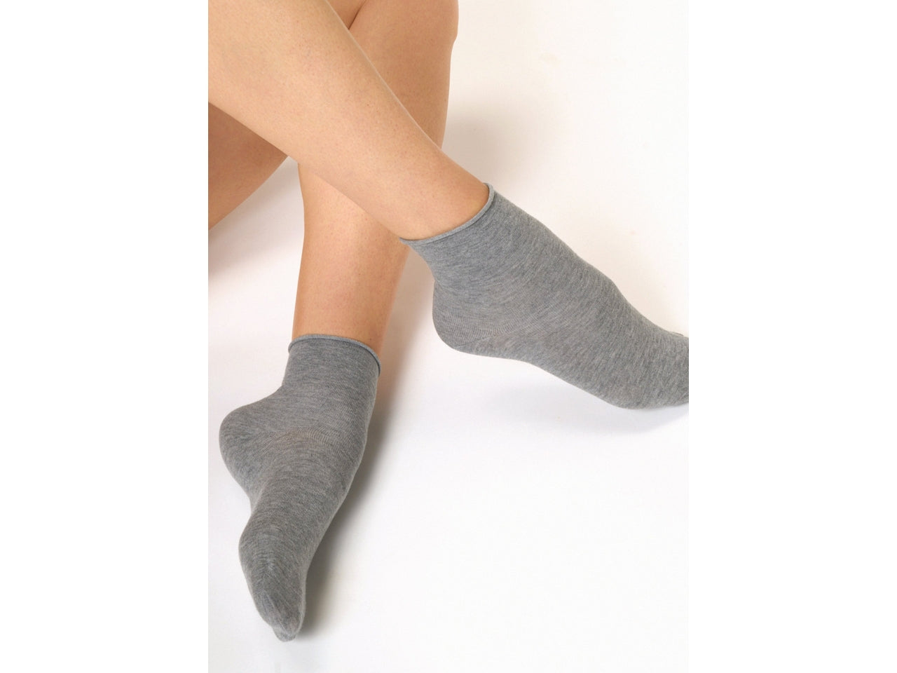 Calzino da donna set da 3 paia taglio al vivo taglia unica grigio melange