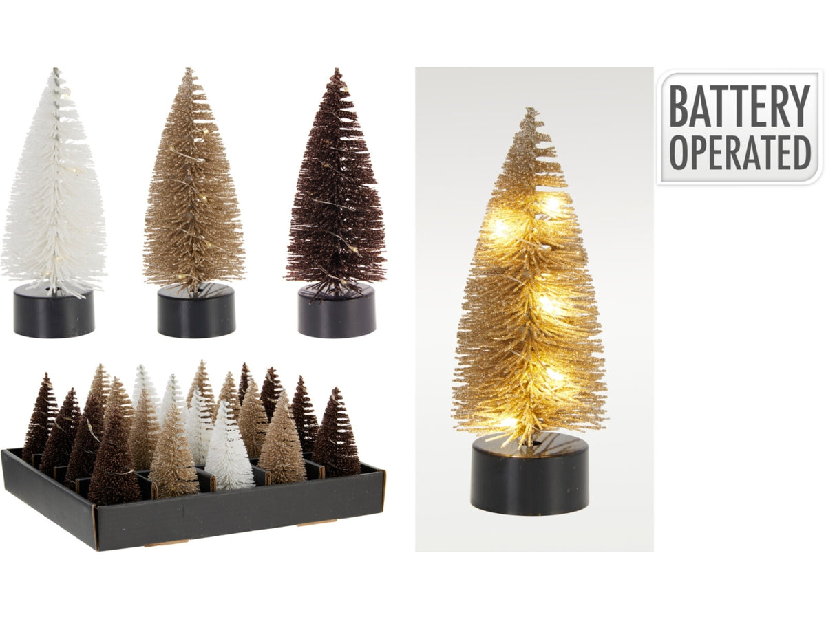 Albero natalizio 10cm con led, 3 colori assortiti